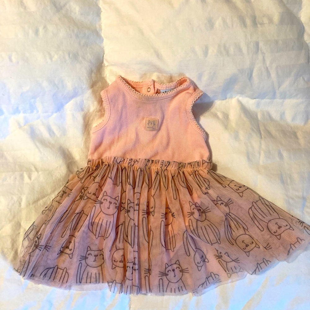 Pink kitty-cat tutu dress! (9m) Floofy cute fun!!